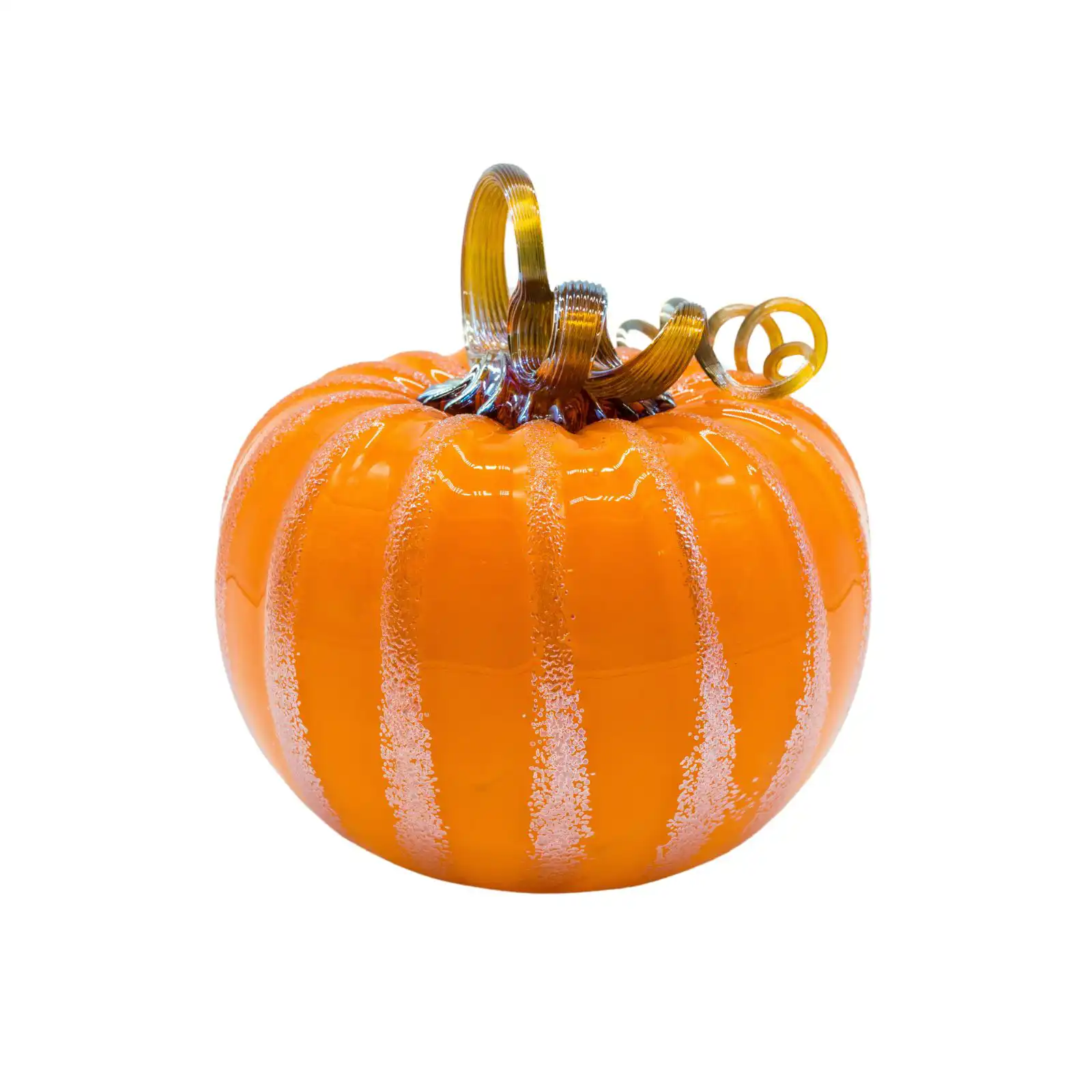 orange hand-made glass pumpkin middle size made by glassblower 2