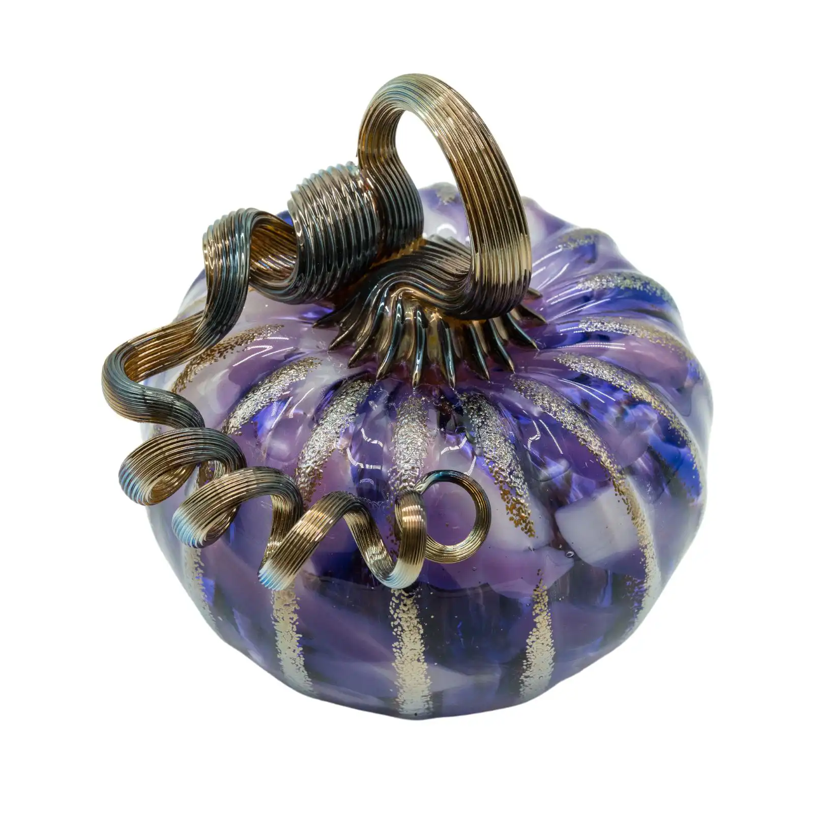 purple hand-made glass pumpkin middle size made by glassblower 3