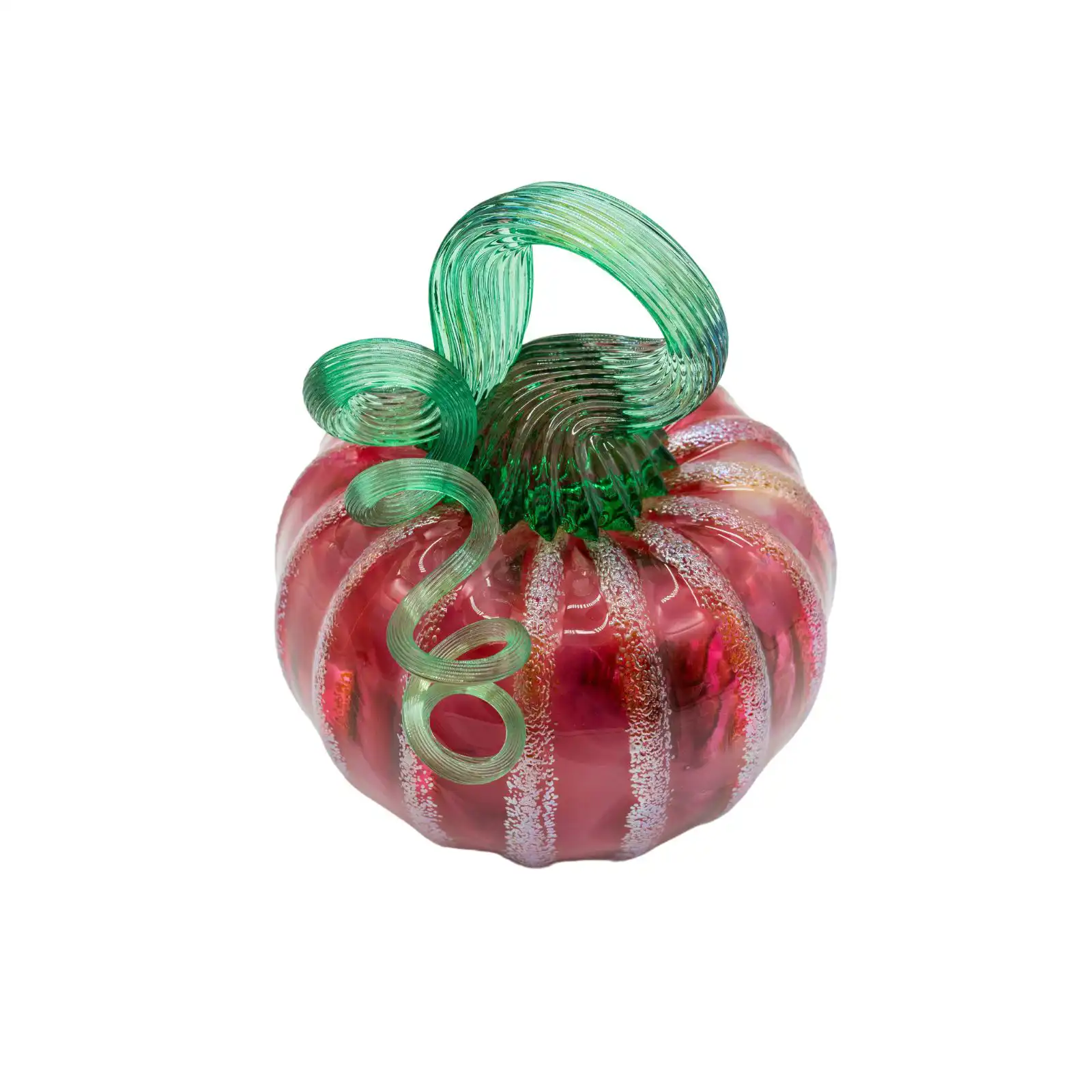 pink hand-made glass pumpkin small size made by glassblower 3