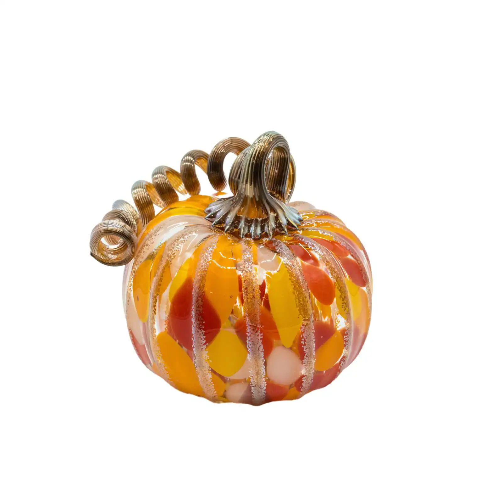 mixed colors hand-made glass pumpkin small size made by glassblower 2