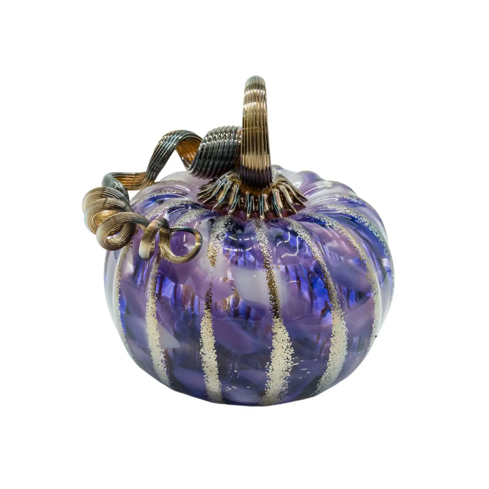 purple hand-made glass pumpkin middle size made by glassblower 2